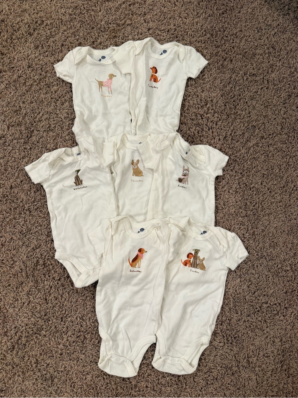 Little Me Baby Dog Days of the Week Bodysuits – 7 Piece Set
